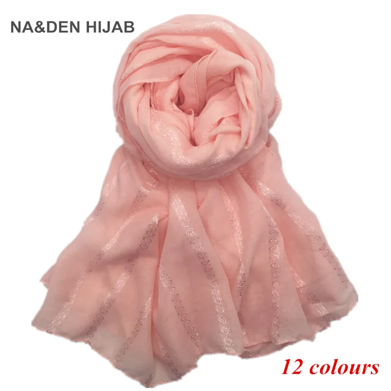 12 видов цветов горячая распродажа Женские плотная макси шарф брендовые шарфы и платки shimmer мусульманский хиджаб ободки pattern Платки пашмины