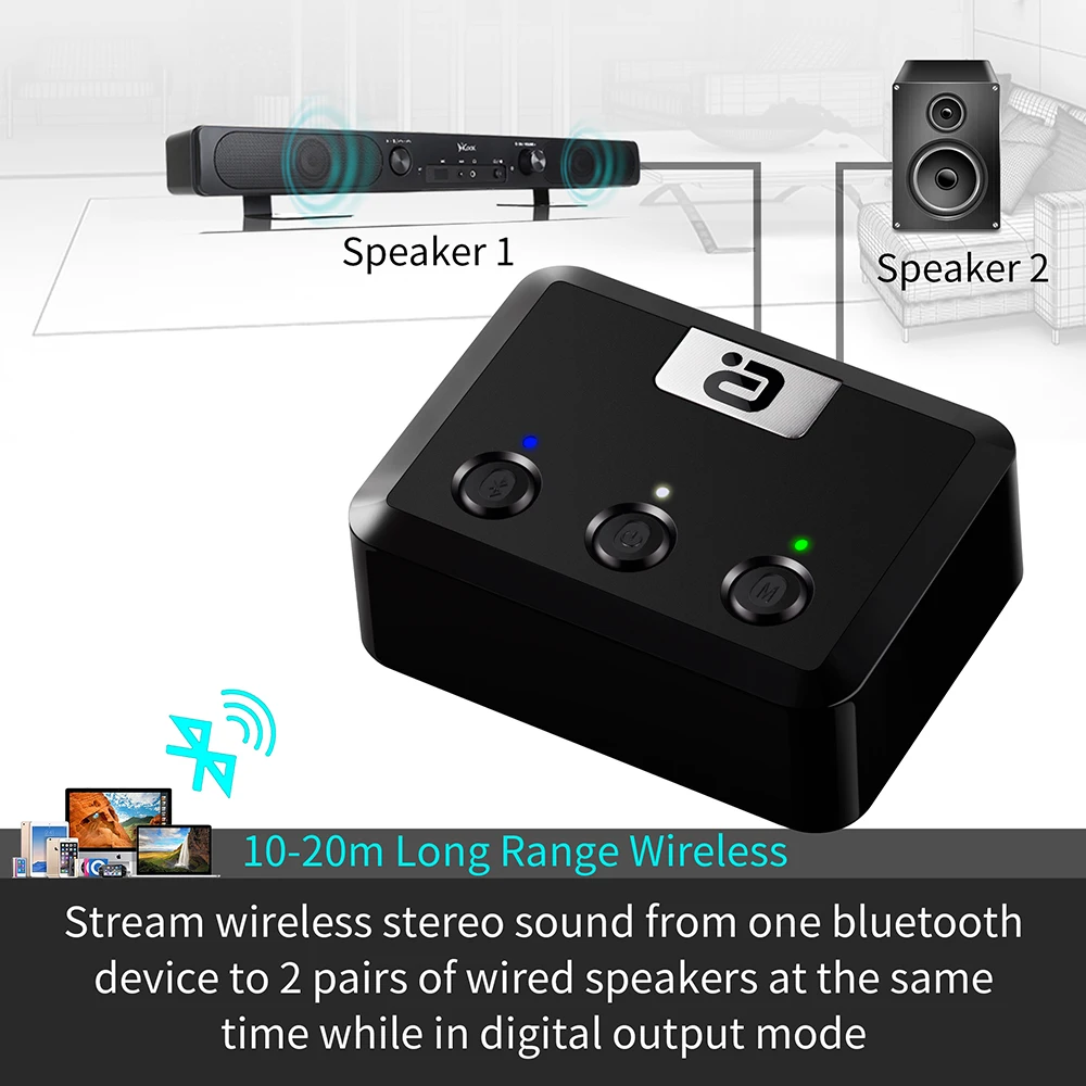 MR235 беспроводной Bluetooth 5,0 аудио приемник APTX оптический, коаксиальный и 3,5 мм Aux музыкальный аудио адаптер для домашних стереодинамиков