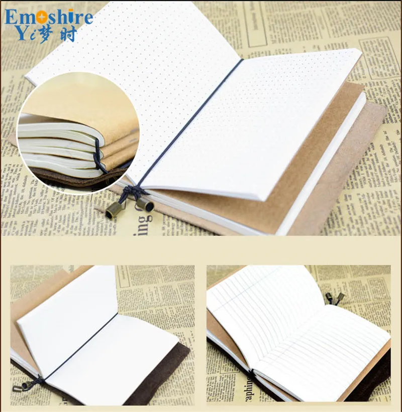 Emoshire Tied the rope travel Notepad custom handmade leather leather notebook retro European-style diary gift (7)
