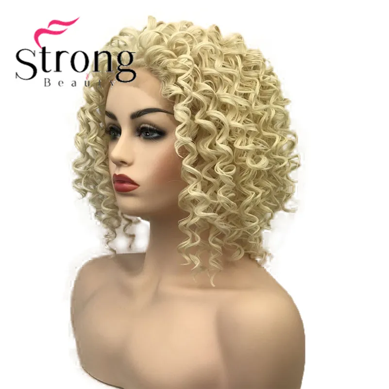 StrongBeauty кружева спереди белокурый, кудрявый афро Высокая Тепло ОК полный синтетический парик
