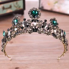 DIEZI зеленое, в стиле барокко кристалл тиара для женщин девочек свадебные аксессуары для волос, Корона королева головная повязка принцесса украшения для волос