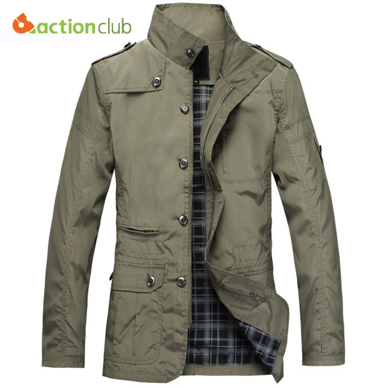 ACTIONCLUB Модная тонкая мужская куртка пальто хит продаж повседневная одежда 5XL
