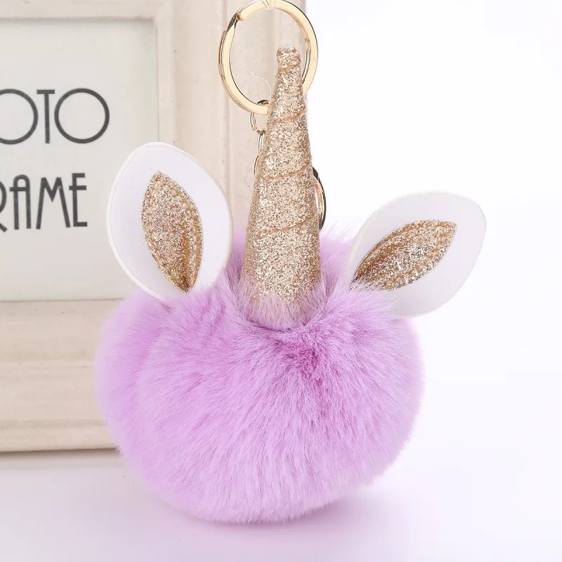 

Fancy&Fantasy Pom pom Fur Fashion 10cm Keychain Artificial Pompons Rabbit Fur Ball Pom Pom Keychain Women Bag Car Keyring