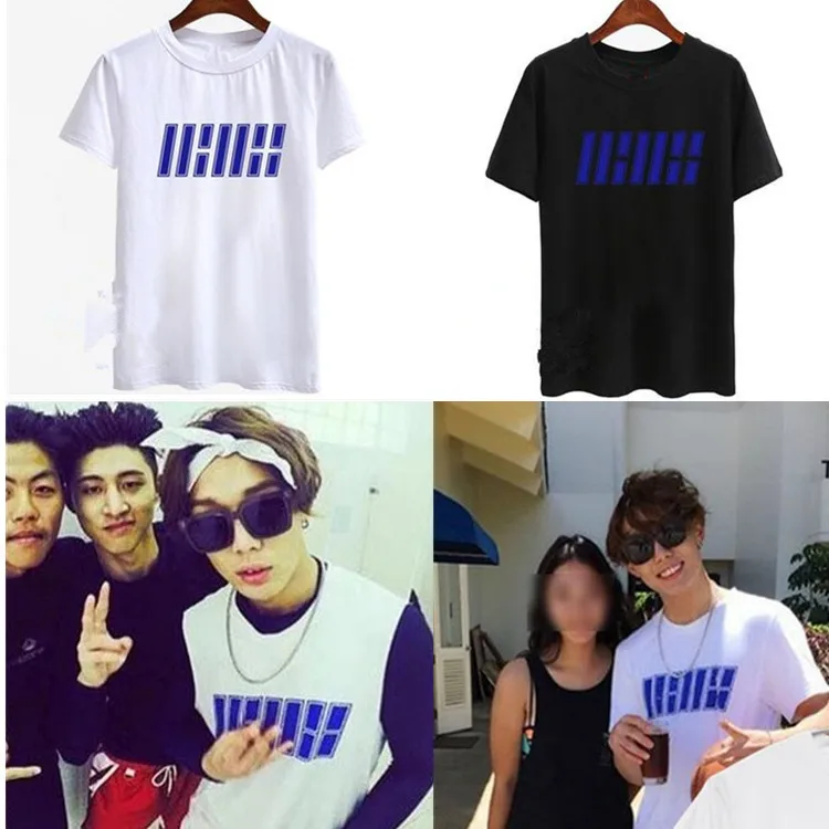 2016 kpop ikon yg コンサート tシャツ 100% コットン ikon メンバー キャラクター tシャツ ファッション