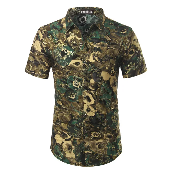 Бархатная Мужская рубашка с узором пейсли,, роскошный фирменный дизайн, шелковая мужская рубашка, Повседневная приталенная рубашка с золотистой фольгой, с цветочным принтом, Chemise Homme - Цвет: 860 Green
