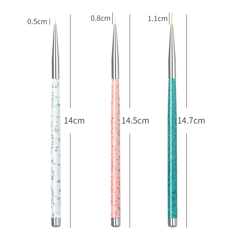 PinPai набор из 3 предметов для нейл-арта, кисть для рисования, 5 мм, 8 мм, 11 мм, кисти для рисования ногтей, УФ-гель, акриловая маникюрная кисточка для ногтей, ручка - Цвет: 3 pieces per set