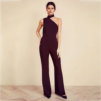 

2018 Newest Summer Bandage Jumpsuit Chic Women One Shoulder Sleeveless Black Bodycon Elegant Night Party Jumpsuits Wholesale