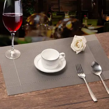 

Table Mats Set Of 8 Dining Table Place Mats Washable Placemats Non-Slip Heat Resistant Pvc with Singel Border Decoration Recta