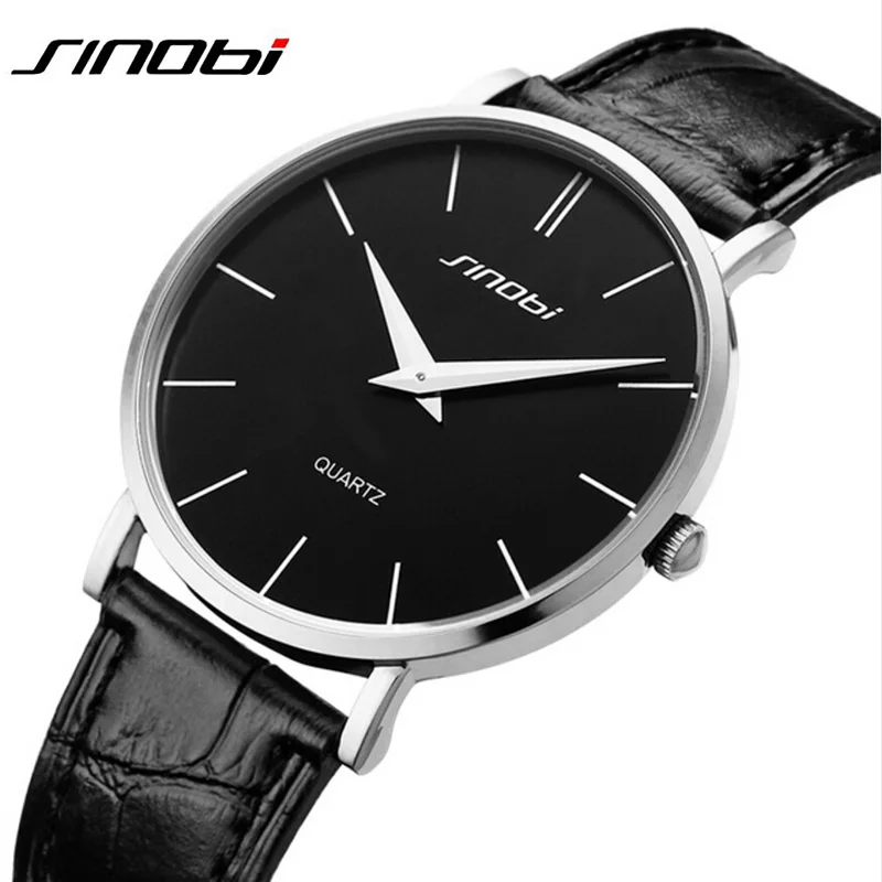 

Super slim Quartz Casual Wristwatch Business JAPAN SINOBI Brand Genuine Leather Analog Quartz Watch Men's 2017 relojes hombre