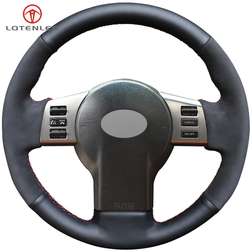 

LQTENLEO Black Genuine Leather Suede DIY Car Steering Wheel Cover For Infiniti FX FX35 FX45 2003-2008 Nissan 350Z 2003-2009