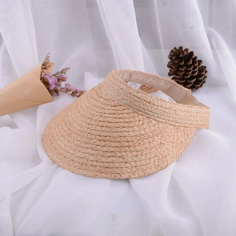 raffia hat straw visor womens summer hats womens straw sun shats (3)