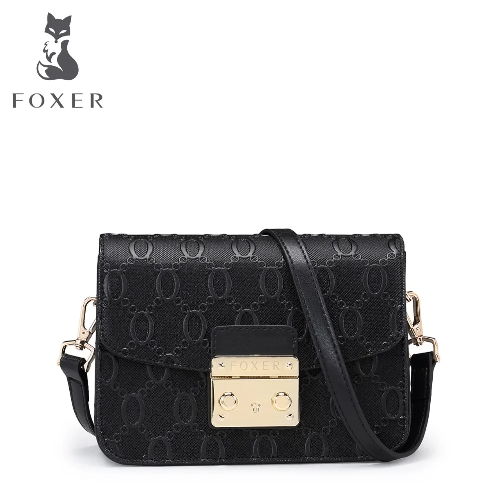 

FOXER Brand Women Leather Messenger Bag Shoulder Purses High Quality Girl Snap Crossbody Bags for Female