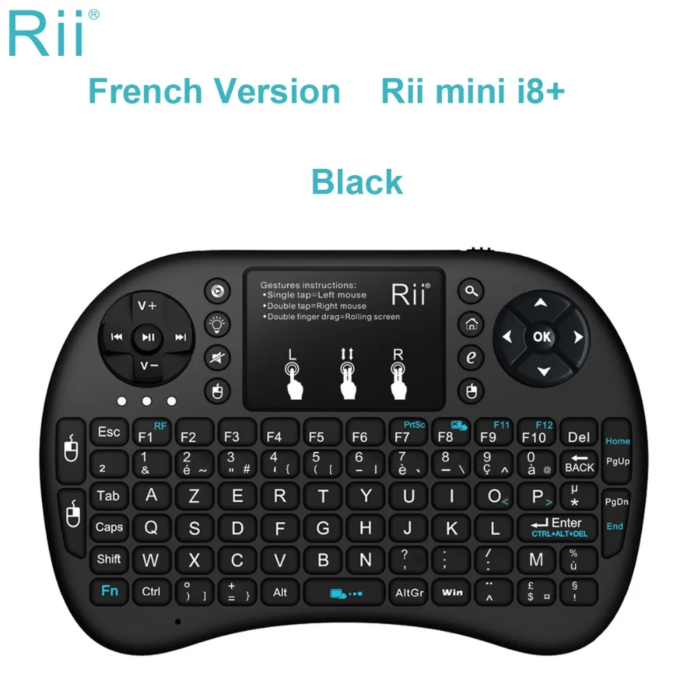 2.4Ghz Rii mini i8+ Wireless French AZERTY Keyboard with