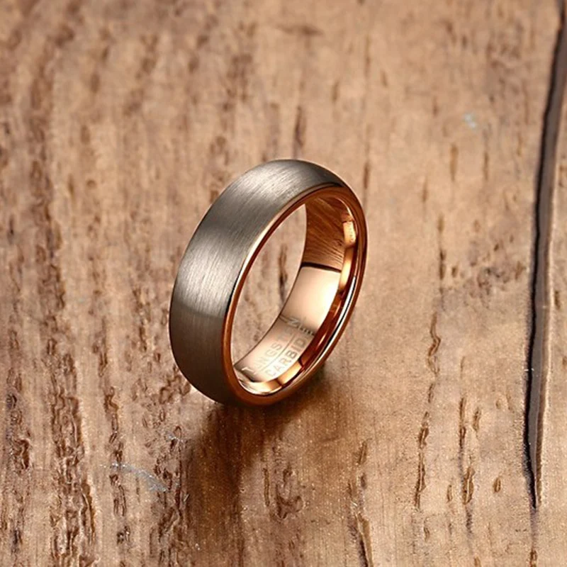 Meaeguet 6MM Wide Rose Gold Color Tungsten Carbide Wedding Band Rings For Women Matte Finished Jewelry USA Size 7-12