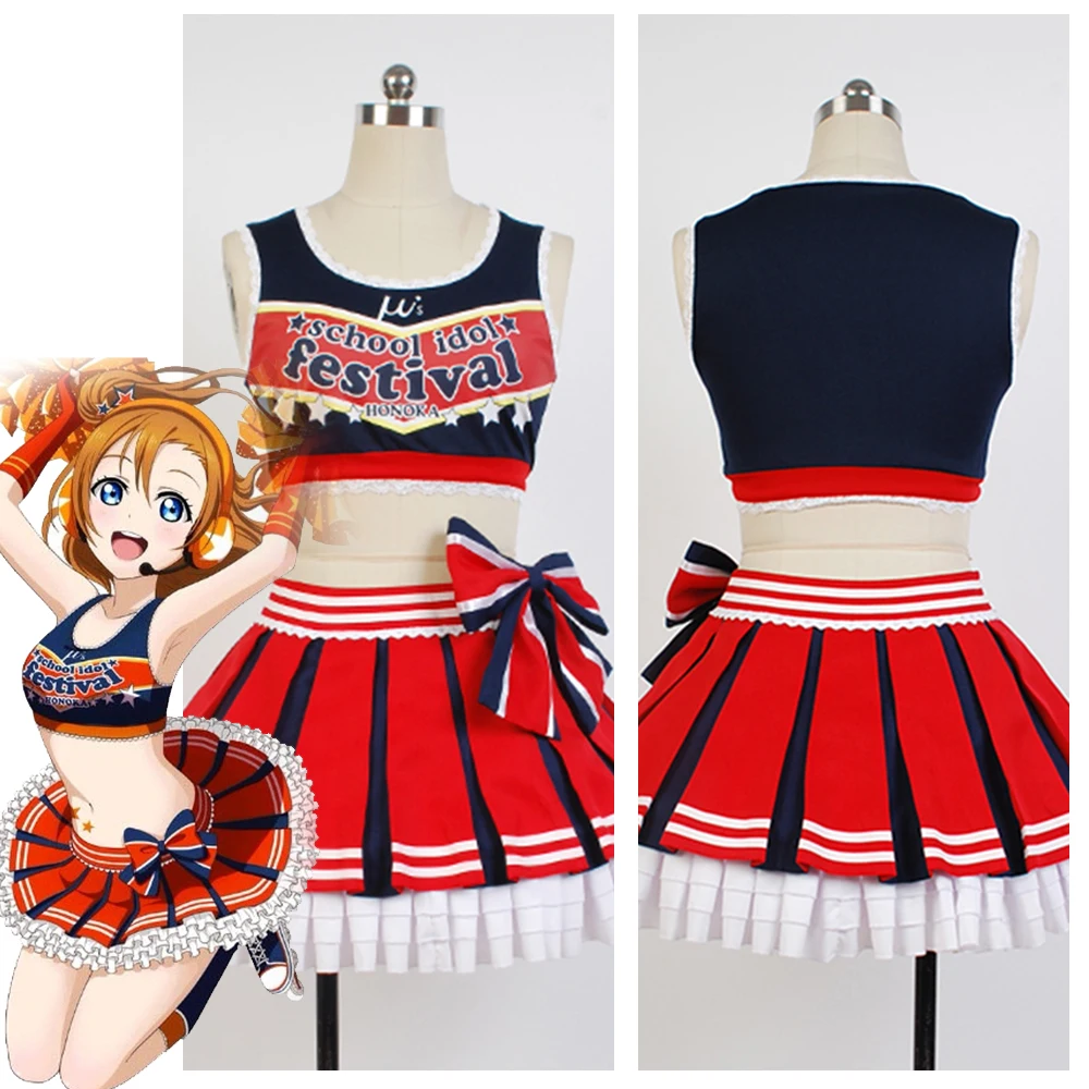 LoveLive! Love Live Honoka Kousaka черлидеров косплей костюмы для женщин платье Хэллоуин