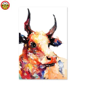 

painting by numbers art paint by number Watercolor Abstract bovine livestock animal propylene DIY coloring his