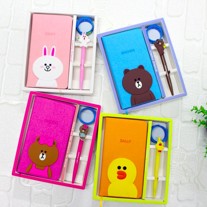 

Creative pink flamingo Bear girl notebook Student book diary set notebook with box student School stationery journal kid gift