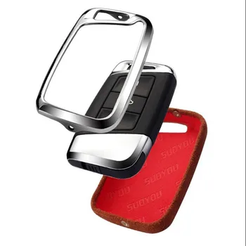 

Car Key Case Keychain Cover Genuine Leather+ Galvanized Alloy For Skoda Superb A7 For Volkwagen Passat B8 VW Golf Gte