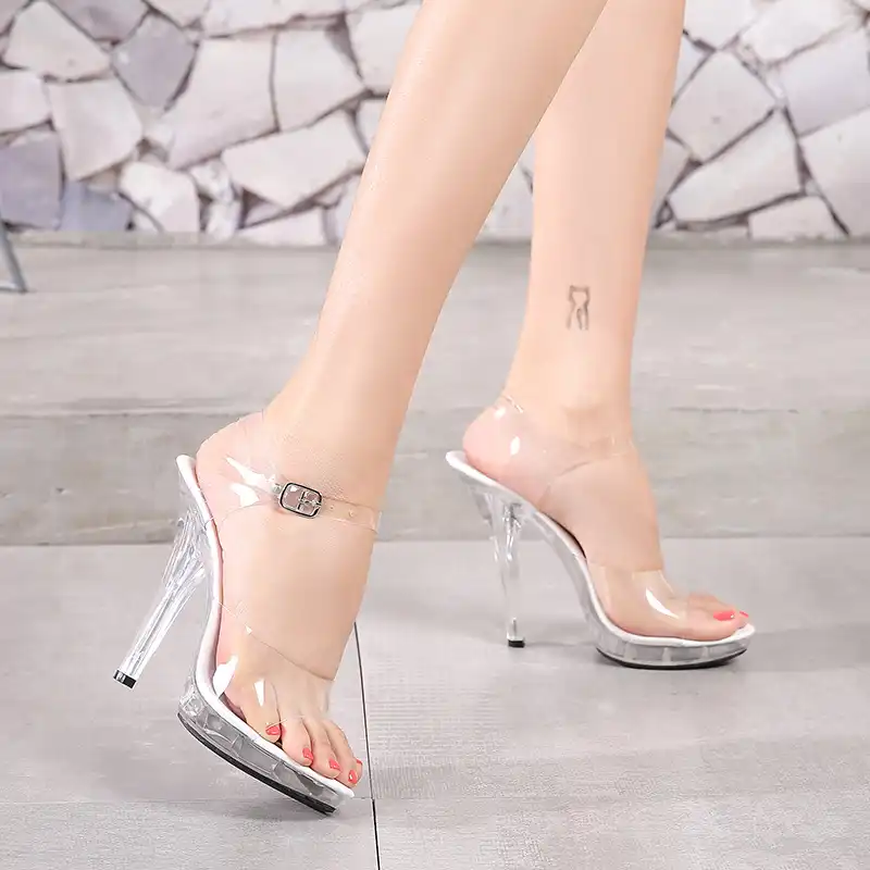 clear slipper heels