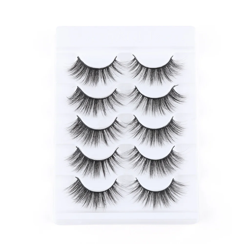 5 Pairs/Set 3D Faux Mink Hair False Eyelashes Fluffy Wispy Natural Long Lashes Handmade Eye Makeup Extension Tools - Цвет: 4