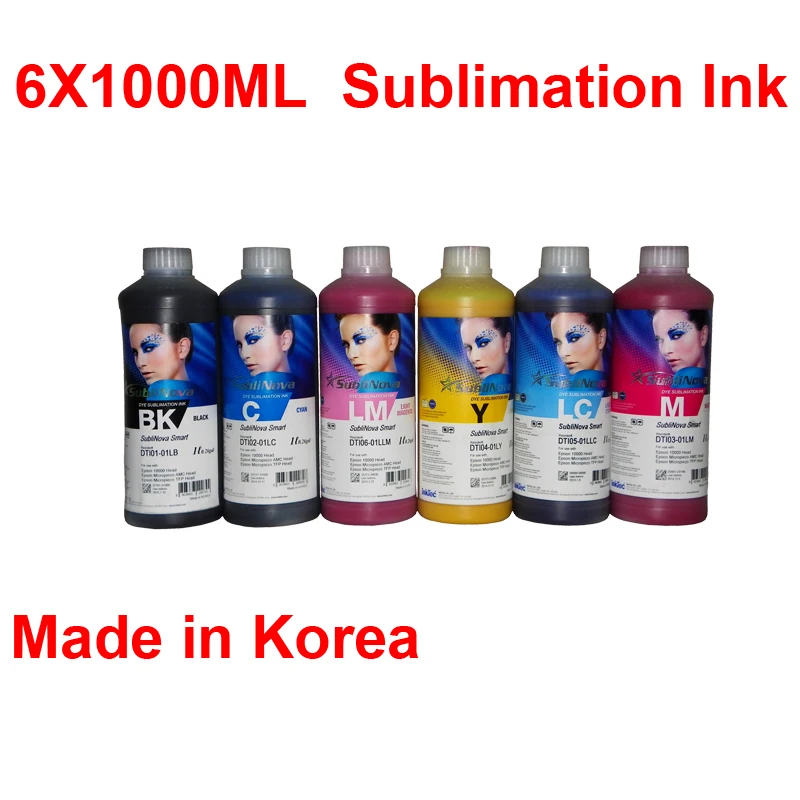 6 X 1000ML Sublimation Ink of Korea for Epson printer heat press machine printer 6 X 1000ML Sublimation Ink of Korea for Epson printer heat press machine printer