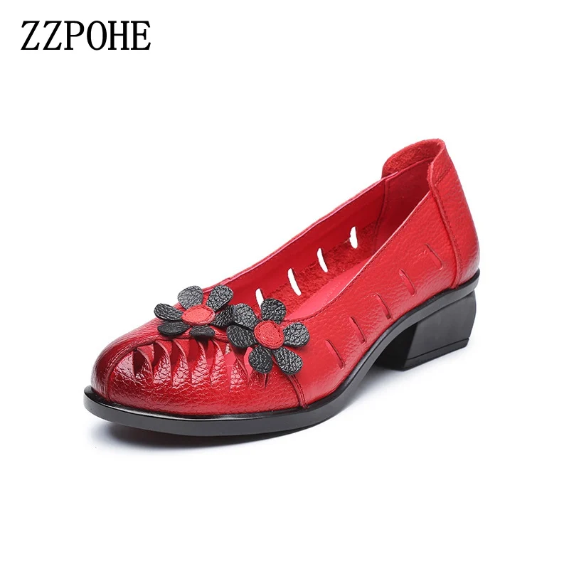 

ZZPOHE women shoes summer new fashion female soft leather sandals woman casual comfortable slip on ladies shoes