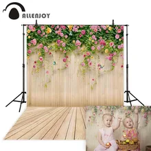 Allenjoy bahar ahşap fotoğraf backdrop çiçek düğün aşk çocuklar için arka plan için fotoğraf stüdyosu photocall photobooth