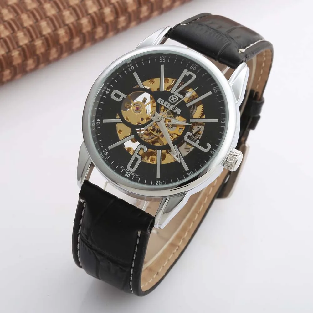 

New Mens Watches Military Army Sport Clock Male Top Brand Luxury Leather Skeleton Automatic Mechanical Men Watch Hot WINNER
