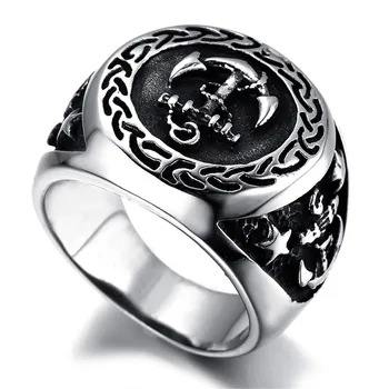 

Men's Navy Anchor Nautical Sailor Black Silver color 316L Stainless Steel Biker Ring