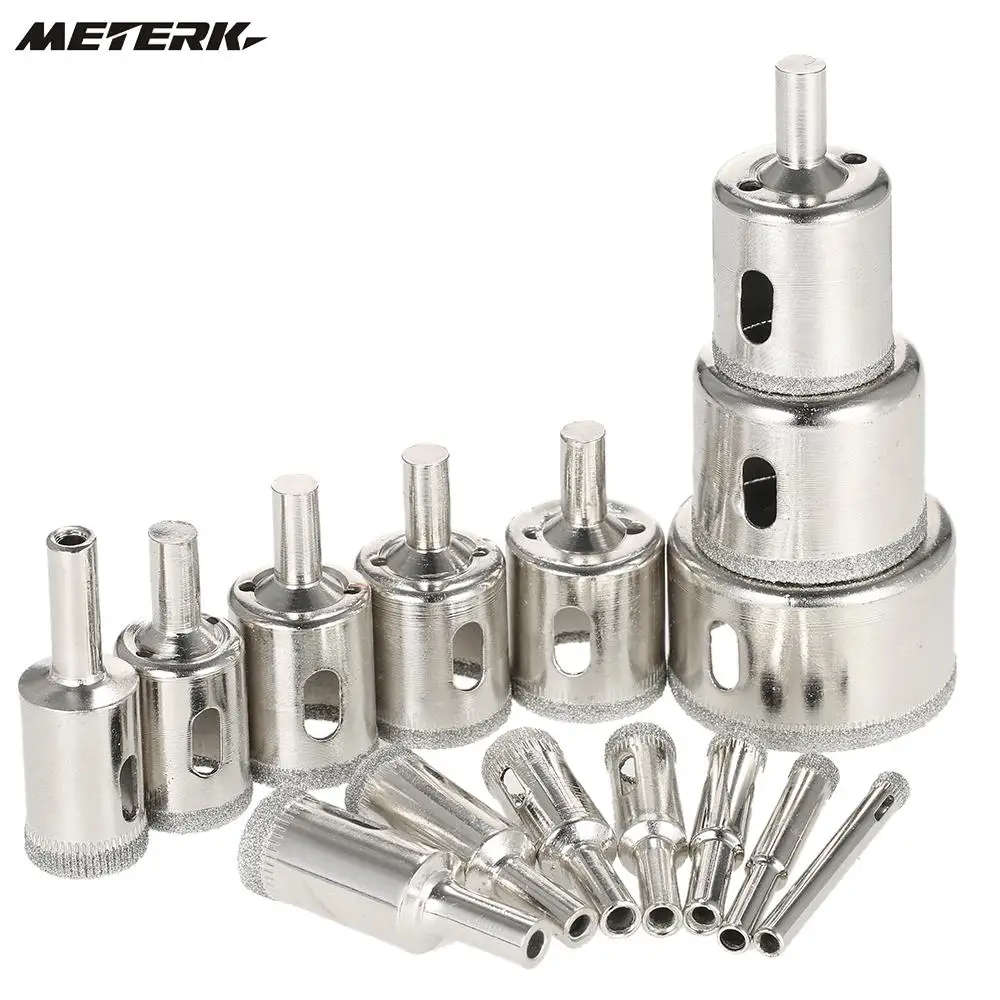 15PCS 6 50mm Glass Hole Saw Kit Diamond Coated Core Hole Saw Marble