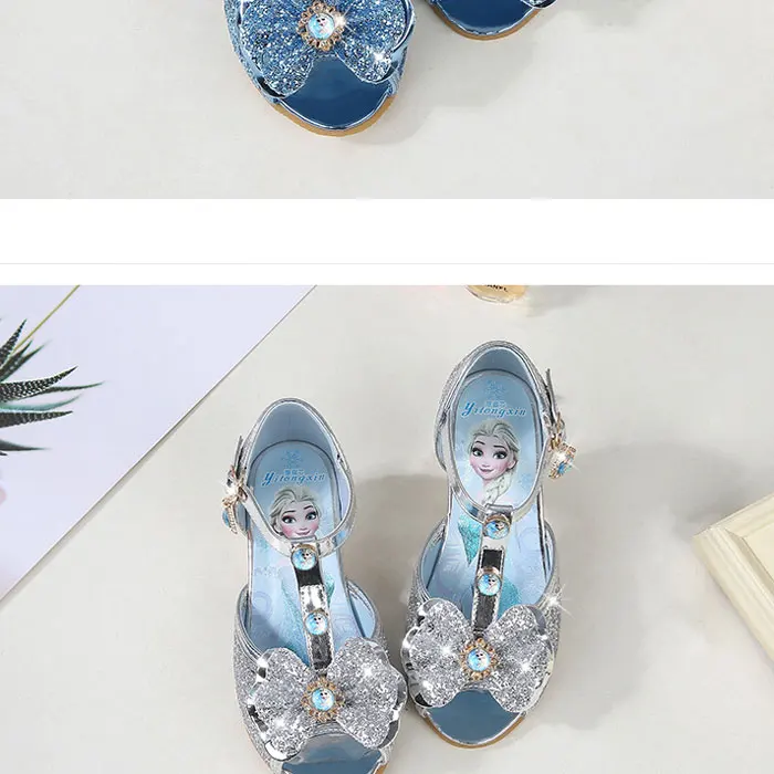 Children girls sandals,Frozen shoes for girls,Dancing and party shoe bow rhinestone bow else shoes EUR size 24-36