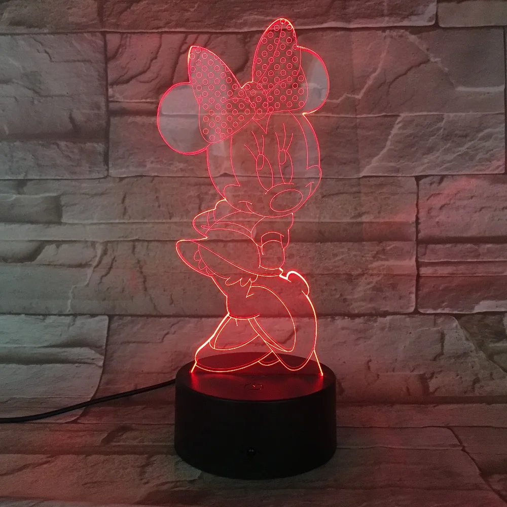  Cartoon Mickey 7 Colors Changeable USB 5V 3D Lamp Visual illusion Novelty Night Light Touch Switch  - 32872038800