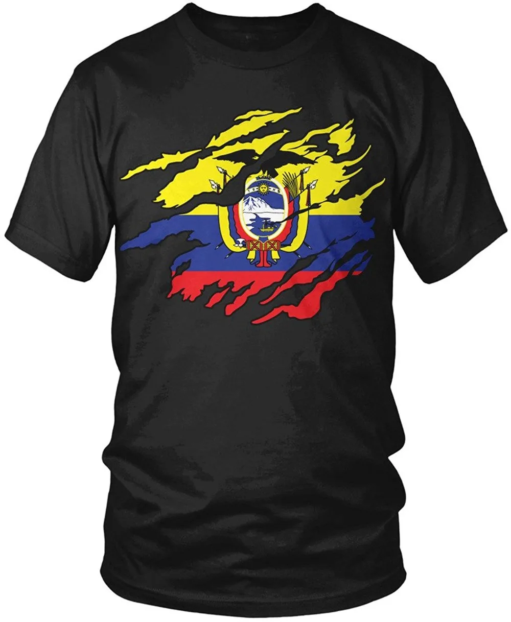 Create Shirts s Short Ecuador Flag Tear Through Rip Out Ecuadorian T-Shirt Crew Neck Fashion 2018 Tee | Мужская одежда