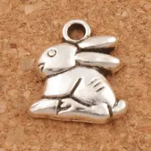 Bunny Rabbit Easter Charm Beads 13.2x14.3mm 150pcs Antique Silver Pendants Jewelry DIY L498 pewter rabbit jewelry box silver czech crystal rabbit figurine box antique decor rabbit best birthday gifts