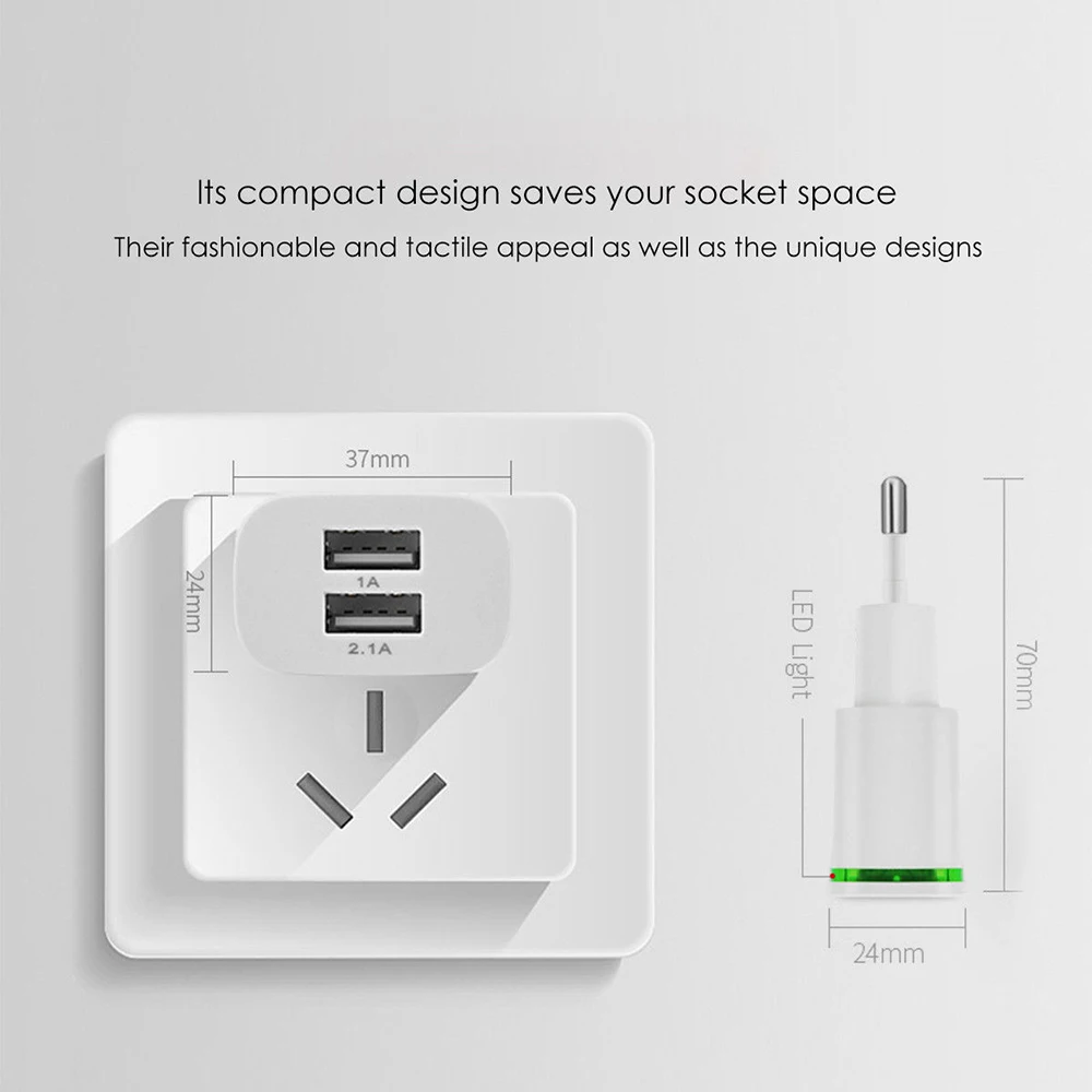 2-Порты и разъёмы USB 5V 3.1A Светодиодный индикатор для дома и путешествий Быстрая Зарядка телефона настенный Зарядное устройство адаптер для samsung iPhone US/EU зарядное устройство со штекером