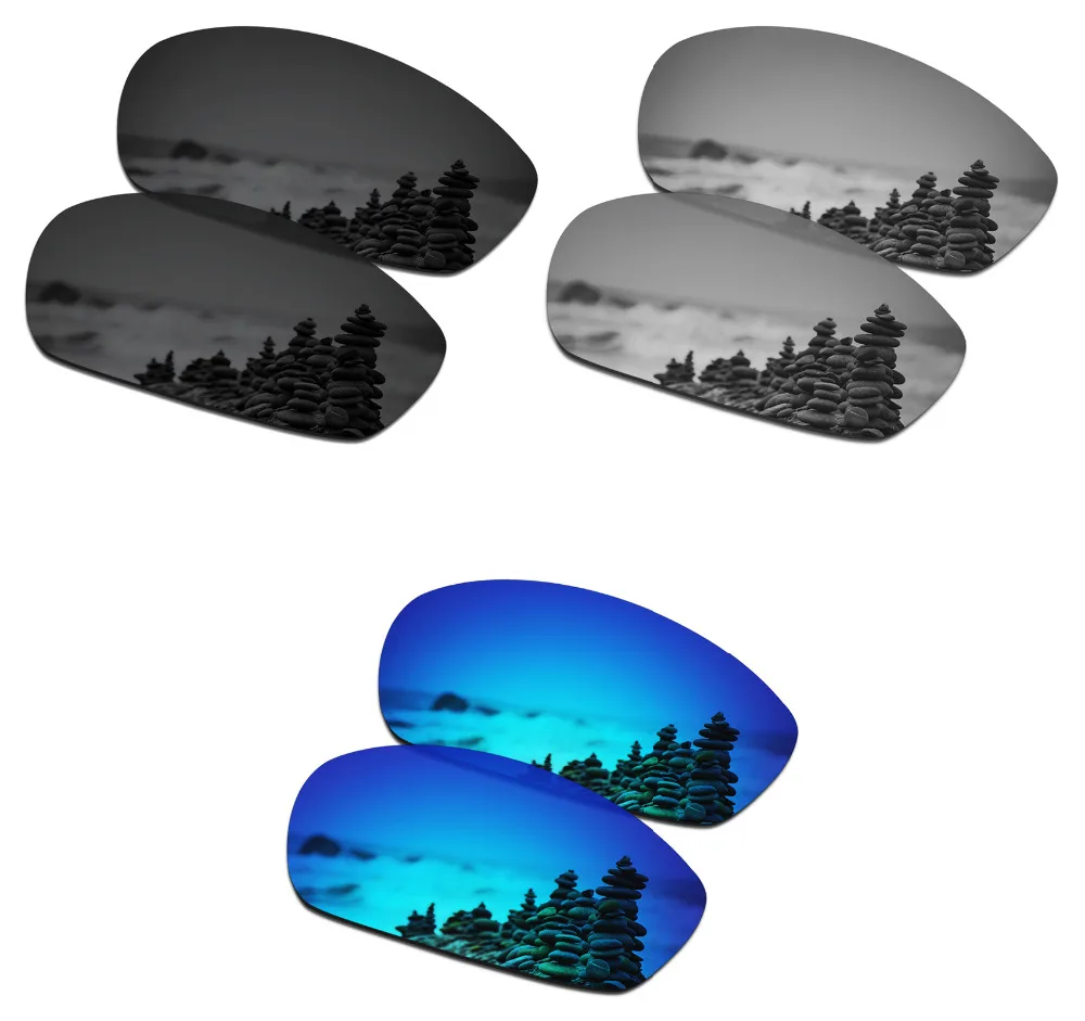 

SmartVLT 3 Pairs Polarized Sunglasses Replacement Lenses for Oakley Straight Jacket 2007 Black and Silver Titanium and Ice Blue