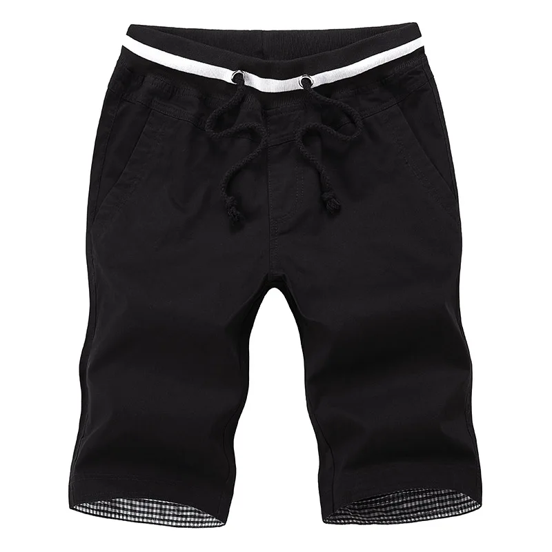Летние Новые мужские хлопковые шорты в повседневном стиле мужские тонкие пляжные шорты брюки для бега мужские до колен короткие брюки M~ 4XL - Цвет: Black