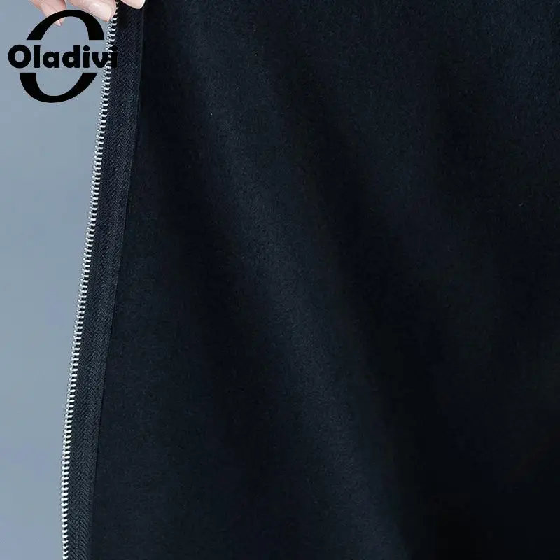 Oladivi Oversized Clothing Plus Size Velvet Parkas Women Winter Coat Female Warm Hooded Overcoat Black Outerwear Large Size Tops