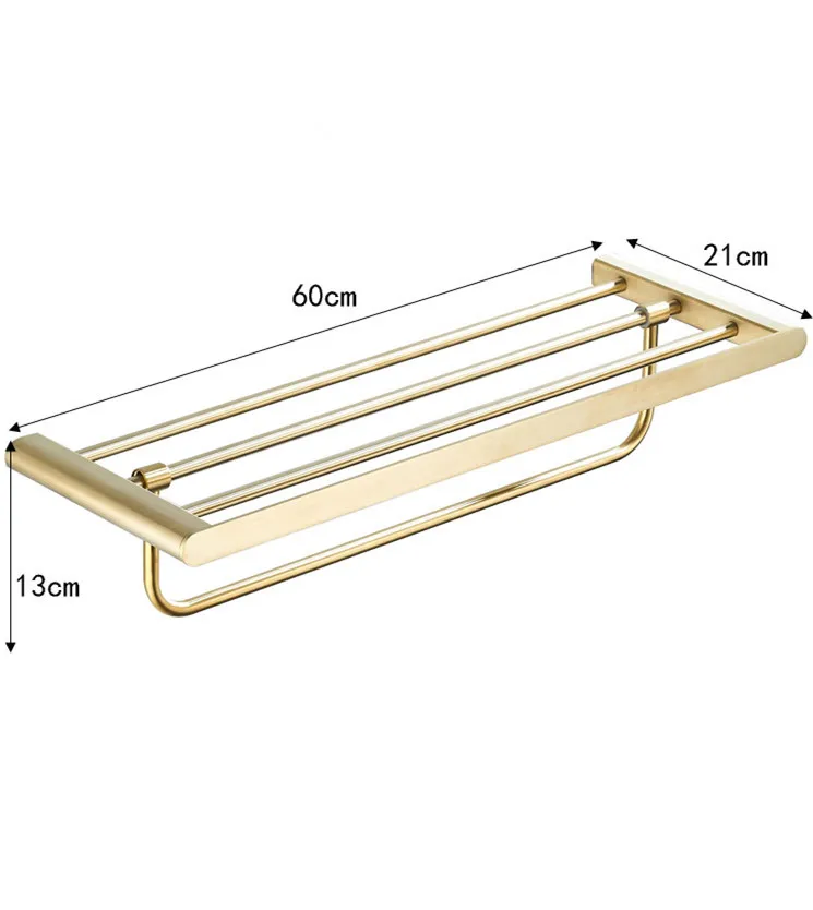 Подвижный Ванна Полотенца держатель Матовый Золото Складная настенные 60 см Ванная комната Полотенца стойку держатель 304