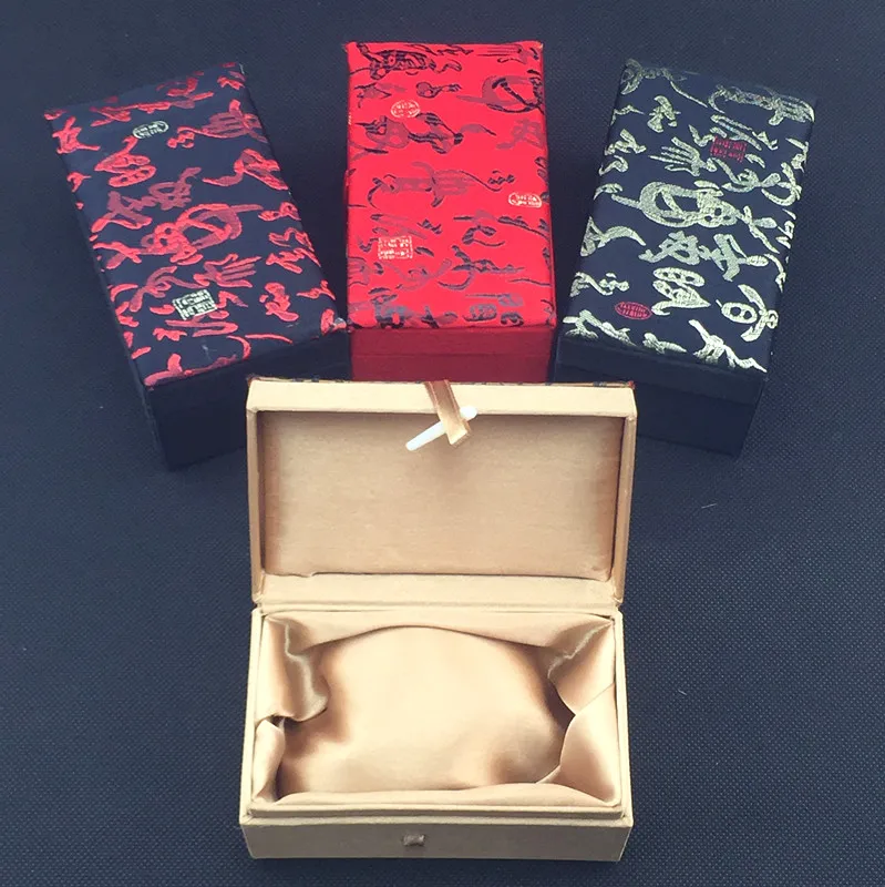 4 размера прямоугольная китайская шелковая ткань коробка для Подарочная коробка под ожерелье коробка для хранения ювелирных изделий украшение ремесла камень коллекция коробка 10 шт