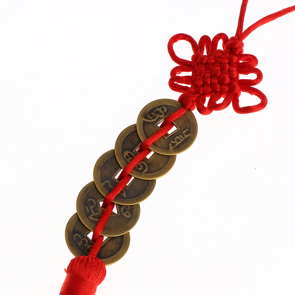 5 Styles Chinese Knot Charms Fengshui Symbol with Lucky Coins for Car/ Home Lucky Pendants /Embellishments
