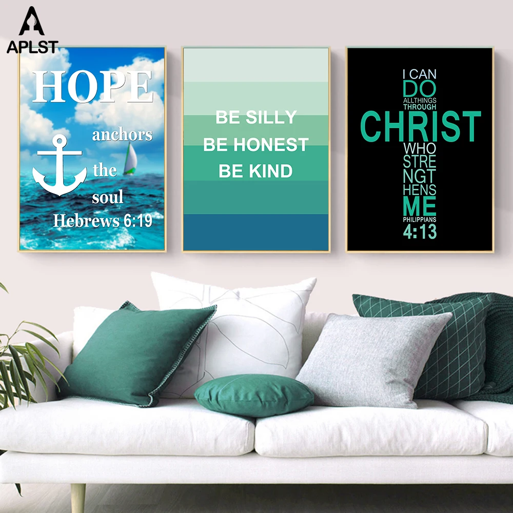 

Jesus Christ Cross Posters Bible Hope Quotes Ocean Waves Sailing Boat Canvas Prints Be Honest Words Wall Art Picture Home Decor