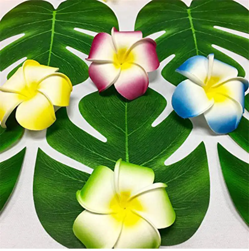 12pcs Artificial Tropical Palm Leaves Hawaiian Party Fake Silk Leaf Luau Party Summer Theme Party Decorations Home Table Decor
