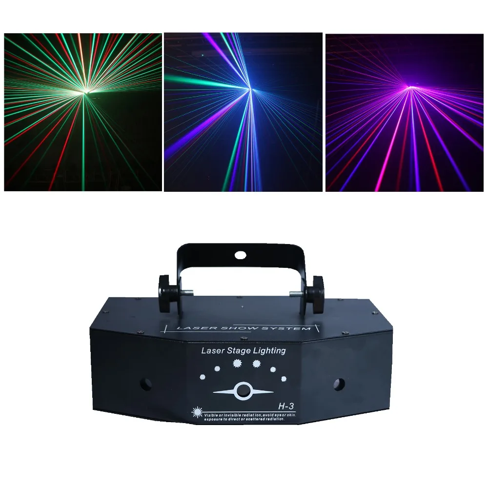 

Sharelife 3 Lens Red Green Blue Color DMX Beam Network Laser Light Home Gig Party DJ Projector Stage Lighting Sound Auto H-3