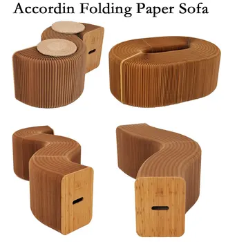 

Home Furniture Softeating Modern Design Accordin Folding Paper Stool Sofa Chair Kraft Paper Relaxing Foot living & Dining Room