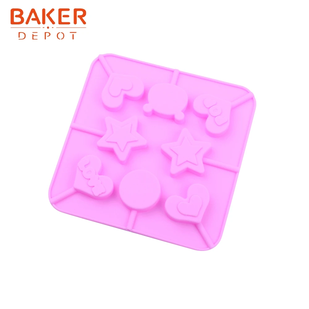 BAKER DEPOT силиконовая форма для леденцы конфеты звезда круглая шоколадная сахарная Форма Бисквит оборудование для выпечки украшения торта с палкой