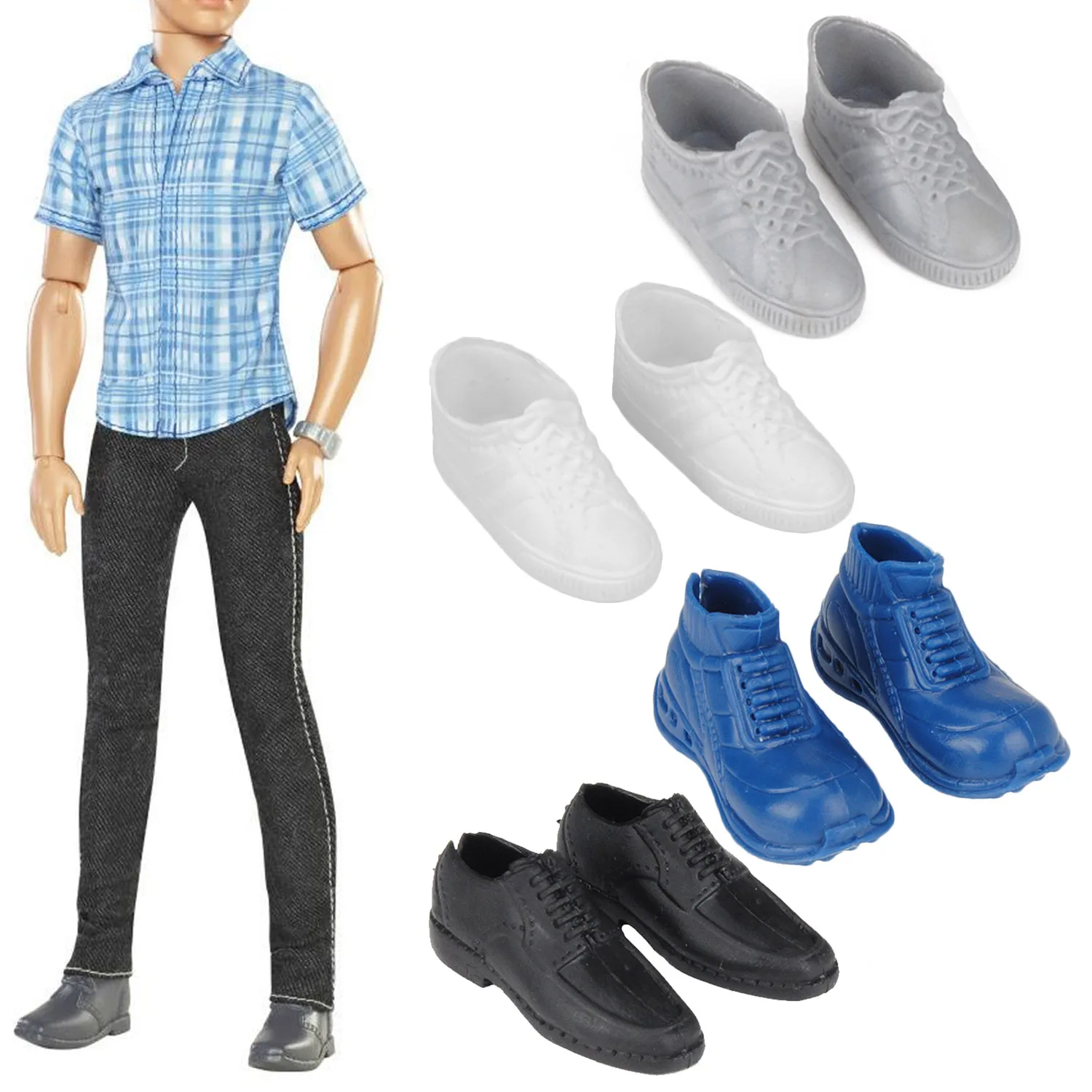 

Besegad 4 Pairs Simulation Mini Ken Shoes Dolls Accessories for Barbie Ken Dolls Accessories Kids Girls Christmas Birthday Gifts
