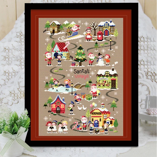 

14/16/18/27/28 Gold Collection Lovely Counted Cross Stitch Kit Santa's Village Town City Christmas Winter Snow SO