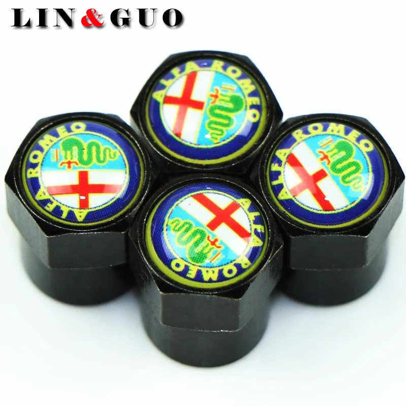 

4pcs Carbon black New Style Car Badge Wheel Tire Valve Cap Tyre Dust Cap For alfa romeo 159 147 156 giulietta 147 Accessories