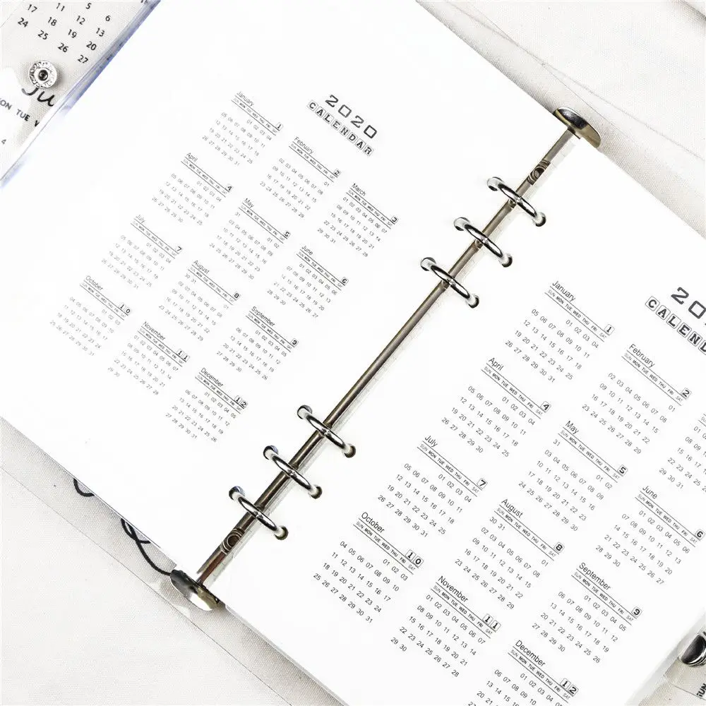 

2020 Year Calendar Cute School 6 Holes PP Index Divider Diary Binder Weekly Planner Notebooks Stationery A5 A6 Separator Pages